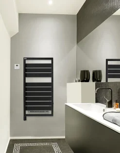 Acova Sèche-serviettes électrique à inertie fluide Astrakan + Air noir mat 500W + soufflerie 1000W