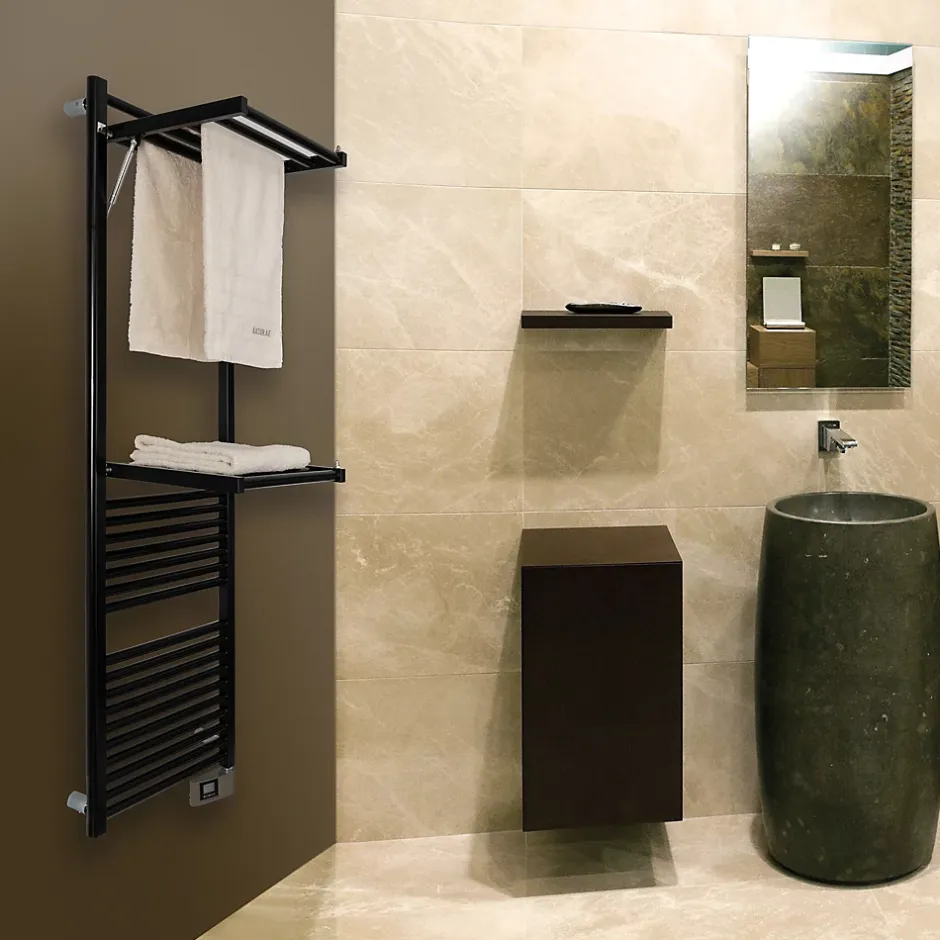 Deltacalor Sèche-serviettes électrique à inertie fluide Papillon2 500W noir* Sèche-Serviettes Électrique