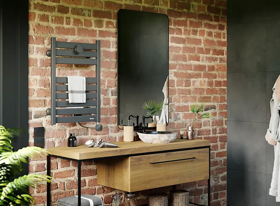 Sauter Sèche-serviettes électrique à inertie fluide Kelud mini 2 anthracite 250W* Sèche-Serviettes Électrique