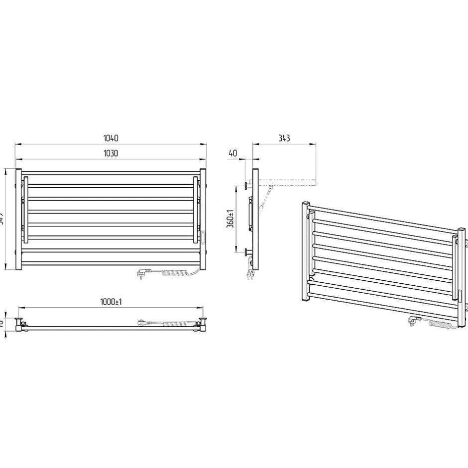 Laris Sèche-serviettes électrique ASTOR 1000x540 avec minuterie ECO, 225W, Blanc