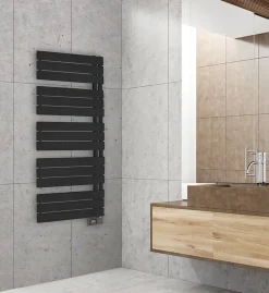 Deltacalor Sèche-serviettes électrique asymétrique 750W noir 7.5m²* Sèche-Serviettes Électrique