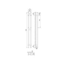 Laris Sèche-serviettes électrique DUET 80x1200 avec minuterie ECO, 80W, Noir