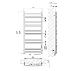 Laris Sèche-serviettes électrique ATLANT 500x1200 avec minuterie ECO, 300W, Blanc