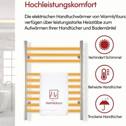 WarmlyYours Sèche-serviettes électrique chrome 150W , Dimensions: 81.2cm x 60 cm