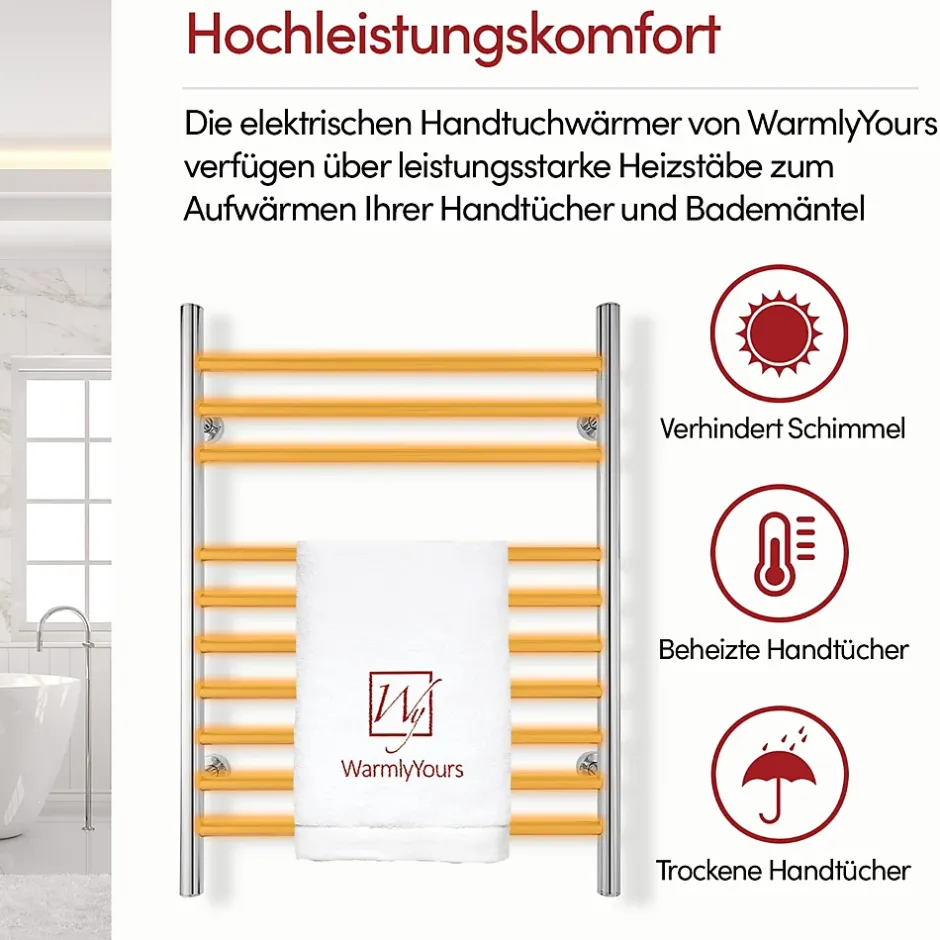 WarmlyYours Sèche-serviettes électrique chrome 150W , Dimensions: 81.2cm x 60 cm