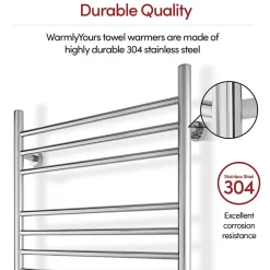 WarmlyYours Sèche-serviettes électrique chrome 150W , Dimensions: 81.2cm x 60 cm