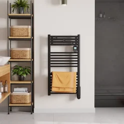 Noirot Sèche-serviettes électrique 500 W noir à inertie fluide, Actibain