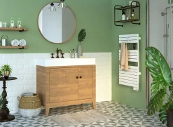 Sauter Sèche-serviettes électrique à inertie fluide Asama connectable blanc 500W + soufflerie 1000W* Sèche-Serviettes Soufflant