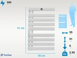 Pureline Sèche-serviettes mural aluminium display LED et WiFi 500W