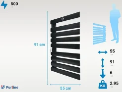 Pureline Sèche-serviettes mural aluminium display LED et WiFi 500W* Sèche-Serviettes Soufflant