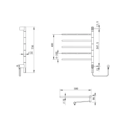 Bain-Bain Sèche-serviettes Noir 5 branches pivotantes FLEXICO -* Sèche-Serviettes Électrique