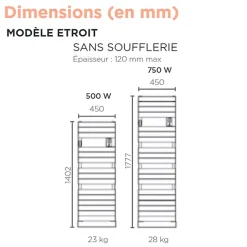 Thermor Sèche-serviettes Riviera 2 étroit 750W gris ardoise - - 497549* Sèche-Serviettes Électrique