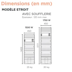 Thermor Sèche-serviettes Riviera 2 étroit avec soufflerie 1750W gris menhir - - 498262* Sèche-Serviettes Soufflant