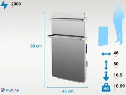 Pureline Sèche-serviettes verre trempé miroir display LED 2000W