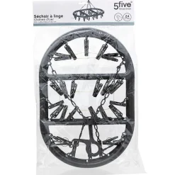 5Five Séchoir à accrocher oval 24 pinces - Gris-