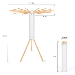 IDMarket Séchoir à linge à rayons rotatif et pliable capacité 21M blanc et bois