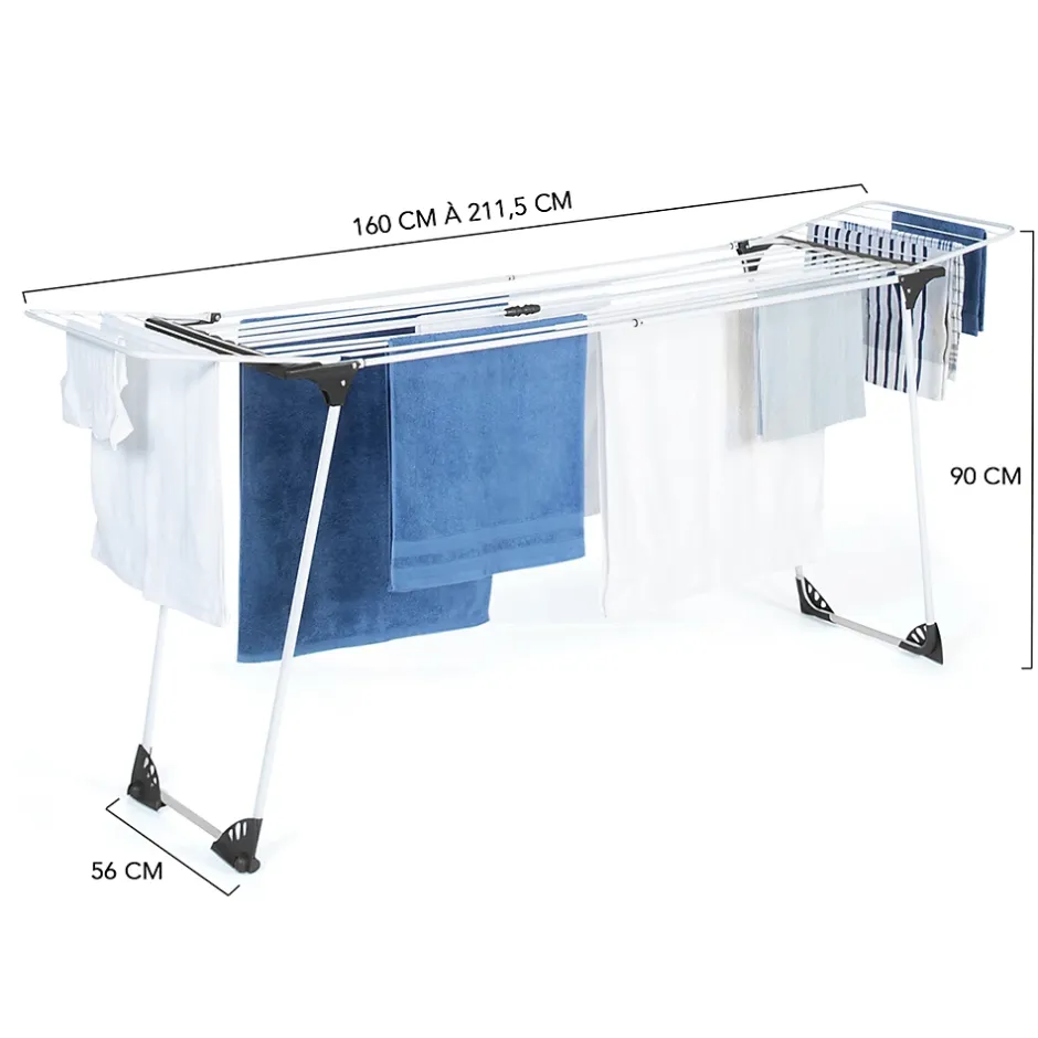 IDMarket Séchoir à linge horizontal pliable ULTRA capacité 22M blanc