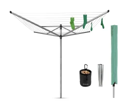 Brabantia Séchoir à linge parapluie rotatif 50 m d'étendage Lift-O-Matic