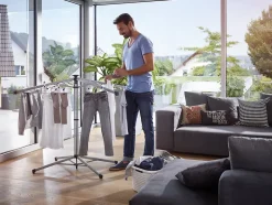 Leifheit Séchoir à linge parapluie sur pied 14 m d'étendage avec housse, gris et noir, LinoPop-Up 140* Etendoir À Linge