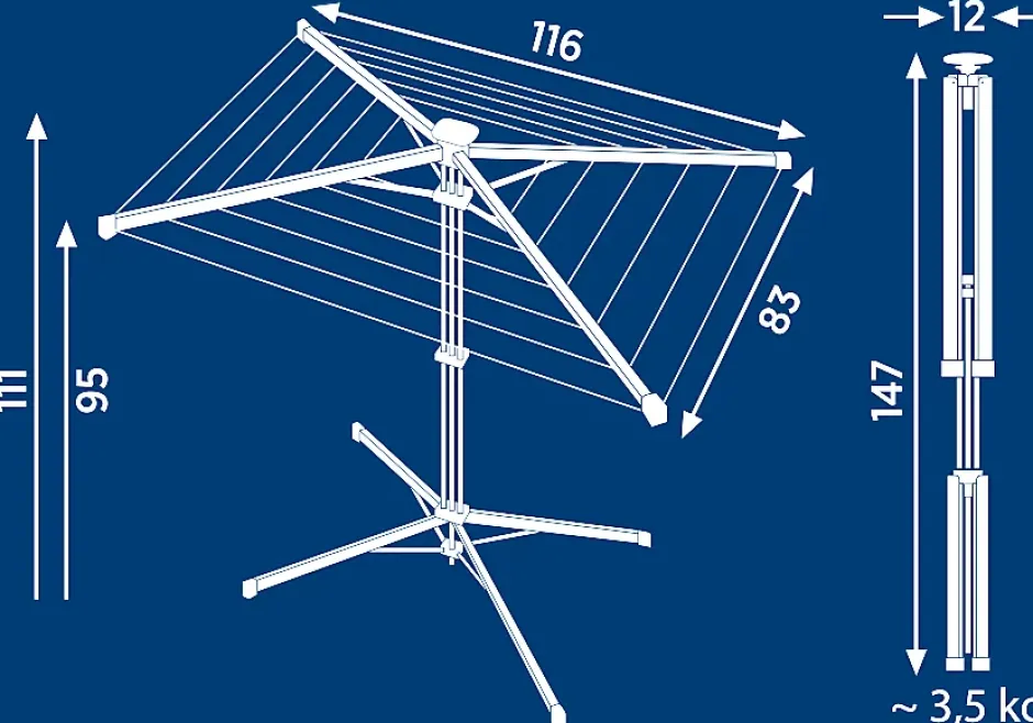 Leifheit Séchoir à linge parapluie sur pied 14 m d'étendage avec housse, gris et noir, LinoPop-Up 140* Etendoir À Linge