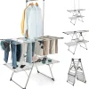 Giantex Séchoir à Linge Pliable, Barre de Suspension, Ailes Réglables, Pinces à Chaussettes, Tissu en Maille ,Crochets à Chaussures* Etendoir À Linge