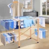 IDMarket Séchoir à linge pliable DELUXE capacité 22M avec tringle blanc et effet bois