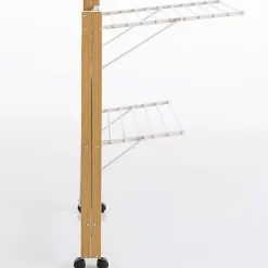IDMarket Séchoir à linge pliable DELUXE capacité 27M blanc et effet bois
