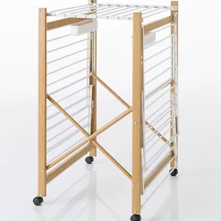 IDMarket Séchoir à linge pliable DELUXE capacité 27M blanc et effet bois