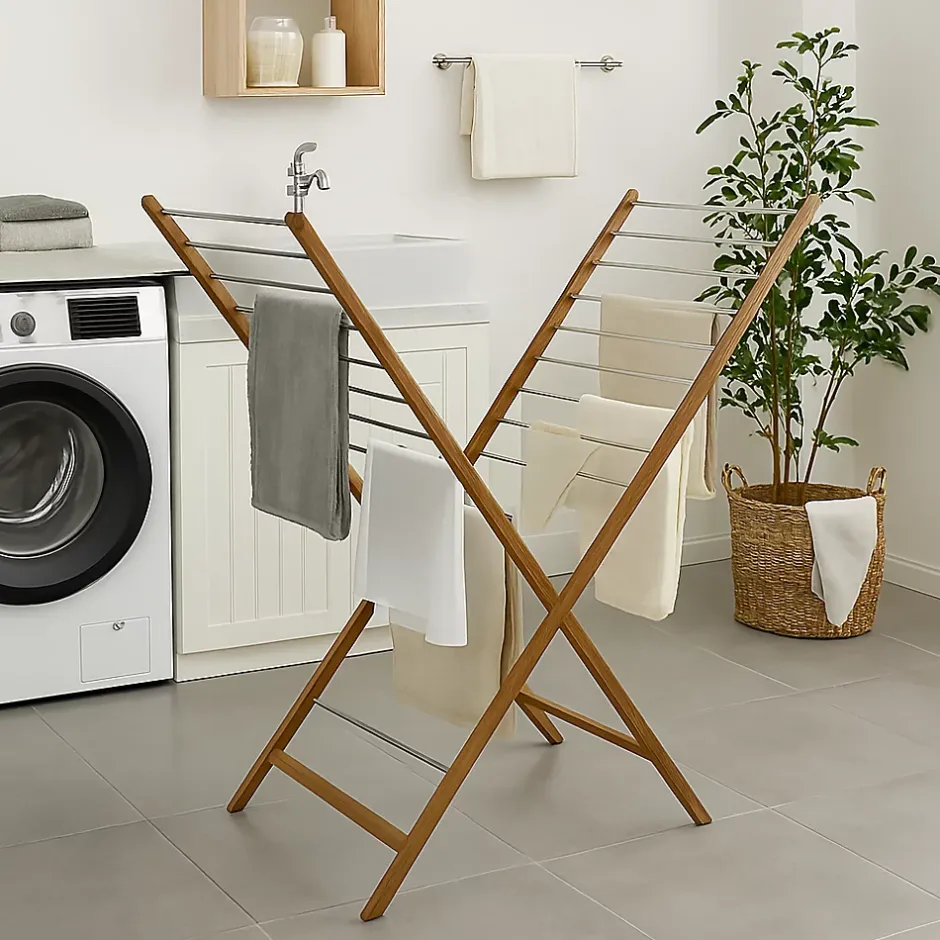 Kitchen Move Séchoir à linge pliable XENIA bois 10M* Etendoir À Linge