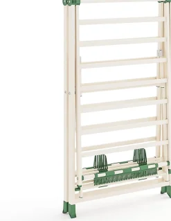 Giantex Séchoir à Linge Pliante, avec Ailes Latérales Hauteur Réglable, 20 Barres et 4 Crochets Chaussures, Vêtements (1,8 M,Beige)* Etendoir À Linge