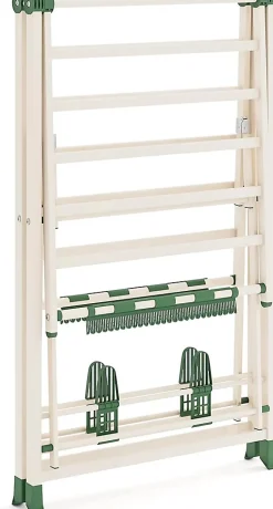 Giantex Séchoir à Linge Pliante, avec Ailes Latérales Hauteur, 16 Barres, 28 Pinces Latérales et 4 Crochets, Vêtements (1,4 M,Beige)