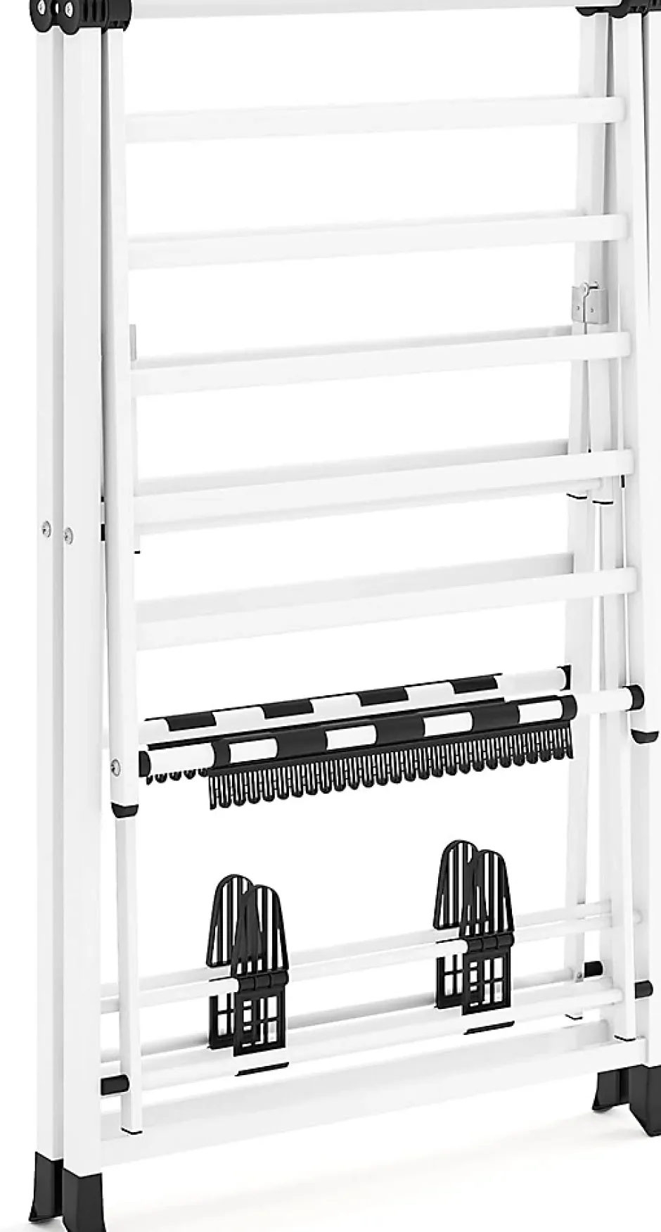 Giantex Séchoir à Linge Pliante, avec Ailes Latérales Hauteur, 16 Barres, 28 Pinces Latérales et 4 Crochets, Vêtements (1,4 M,Blanc)