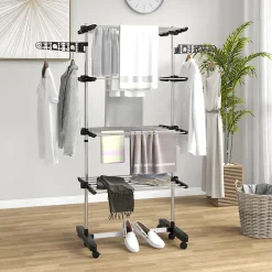Homcom Séchoir à linge étendoir pliable ailes latérales 4 niveaux noir