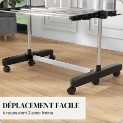 Homcom Séchoir à linge étendoir pliable ailes latérales 4 niveaux noir