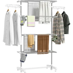 Homcom Séchoir à linge étendoir pliable ailes latérales sur 4 niveaux