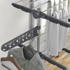 Homcom Séchoir à linge étendoir pliable ailes latérales 4 niveaux gris