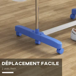 Homcom Séchoir à linge étendoir pliable ailes latérales 3 niveaux acier inox PP bleu* Etendoir À Linge