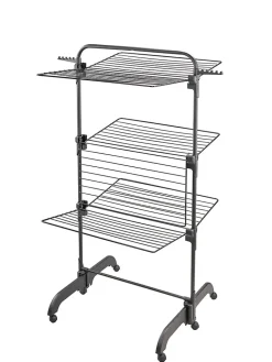Leifheit Séchoir à linge tour noir sur roulettes 42 m d'étendage 3 niveaux, Comfort Tower 420 Black* Etendoir À Linge