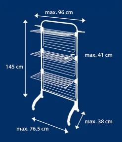 Leifheit Séchoir à linge tour noir sur roulettes 42 m d'étendage 3 niveaux, Comfort Tower 420 Black* Etendoir À Linge