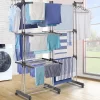 IDMarket Séchoir à linge vertical pliable et extensible 3 niveaux GIGA capacité 27M avec cintres et pinces inox et gris