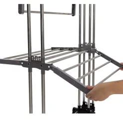 IDMarket Séchoir à linge vertical pliable et extensible 3 niveaux GIGA capacité 27M avec cintres et pinces inox et gris