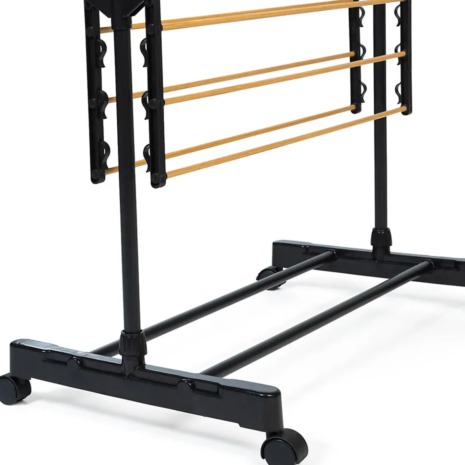 IDMarket Séchoir à linge vertical pliable 3 niveaux MAXIMA capacité 20M noir et effet bois* Etendoir À Linge
