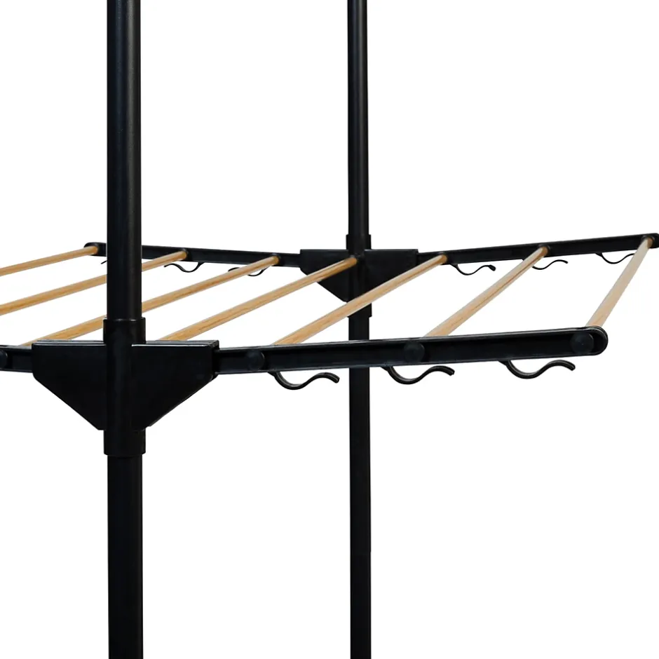 IDMarket Séchoir à linge vertical pliable 3 niveaux MAXIMA capacité 20M noir et effet bois* Etendoir À Linge