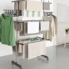 IDMarket Séchoir à linge vertical pliable 3 niveaux MAXIMA capacité 25M avec cintres et pinces et gris