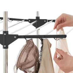 IDMarket Séchoir à linge vertical pliable 3 niveaux MAXIMA capacité 25M avec cintres et pinces et gris