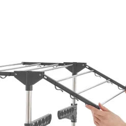 IDMarket Séchoir à linge vertical pliable 3 niveaux MAXIMA capacité 25M avec cintres et pinces et gris