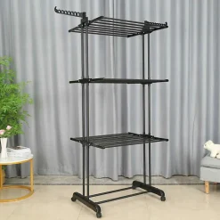 Herzberg Séchoir multifonctions 20m d'étendage noir HG8034-BB