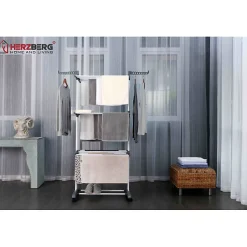 Herzberg Séchoir multifonctions 20m d'étendage gris HG8034-GRY