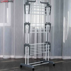 Herzberg Séchoir multifonctions 20m d'étendage gris HG8034-GRY