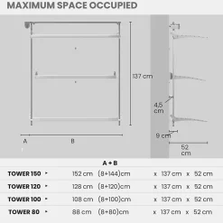 Foxydry Séchoir mural 3 grilles pliables blanc 108x52x137 cm alu Tower 100* Etendoir À Linge